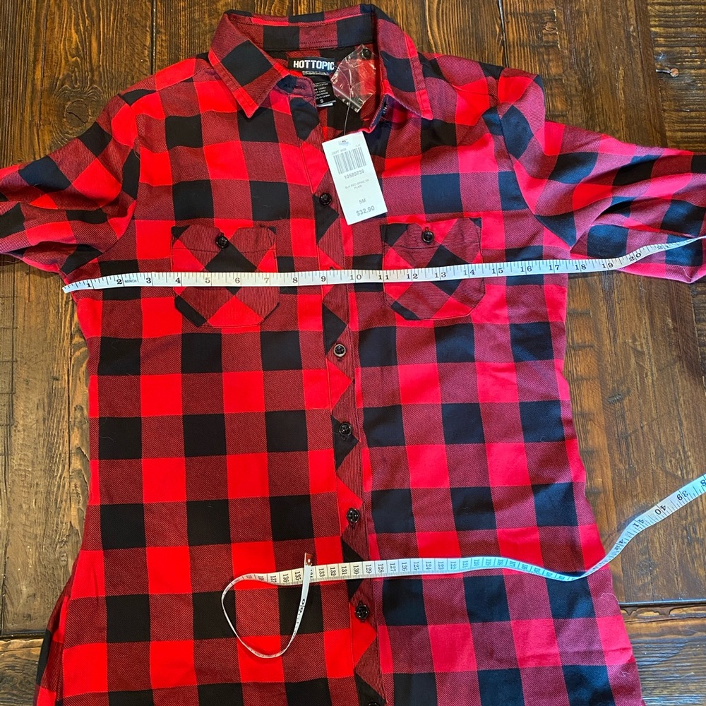 NWT Hot topic plaid skeleton spine top small - Picture 4 of 7